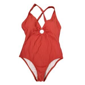 Kona Sol Womens M Boho Sexy Beach Circle Cut Out Ribbed Burnt Orange Swimsuit